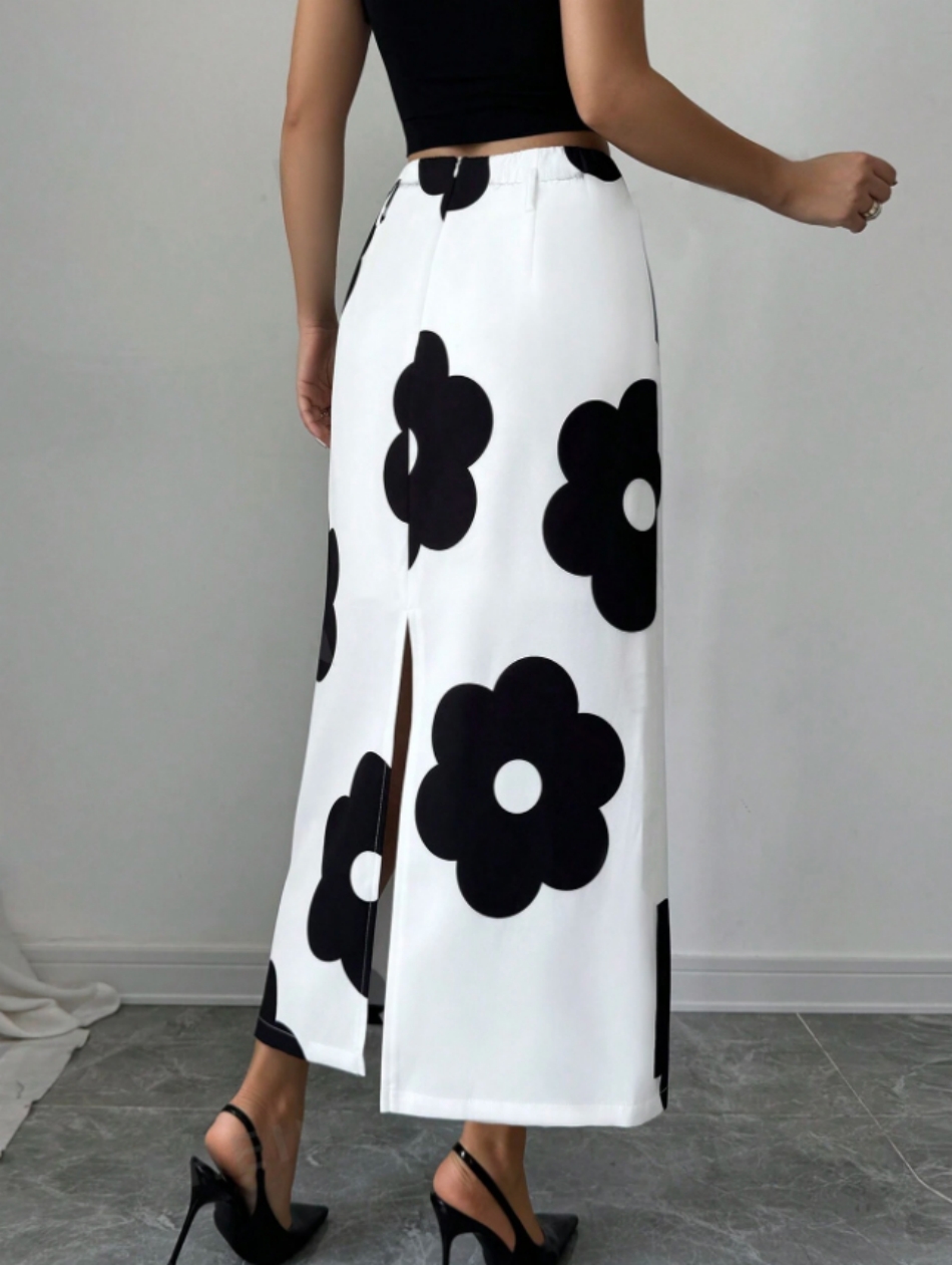 Women's Floral Print Square Ne - Midi Skirt Floral recension och pris