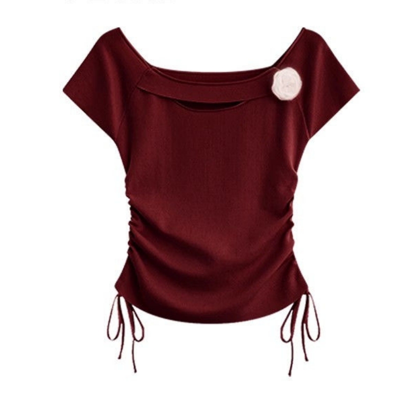 Women Lucky Wine Red T-Shirts  - Midi Skirt Floral recension och pris